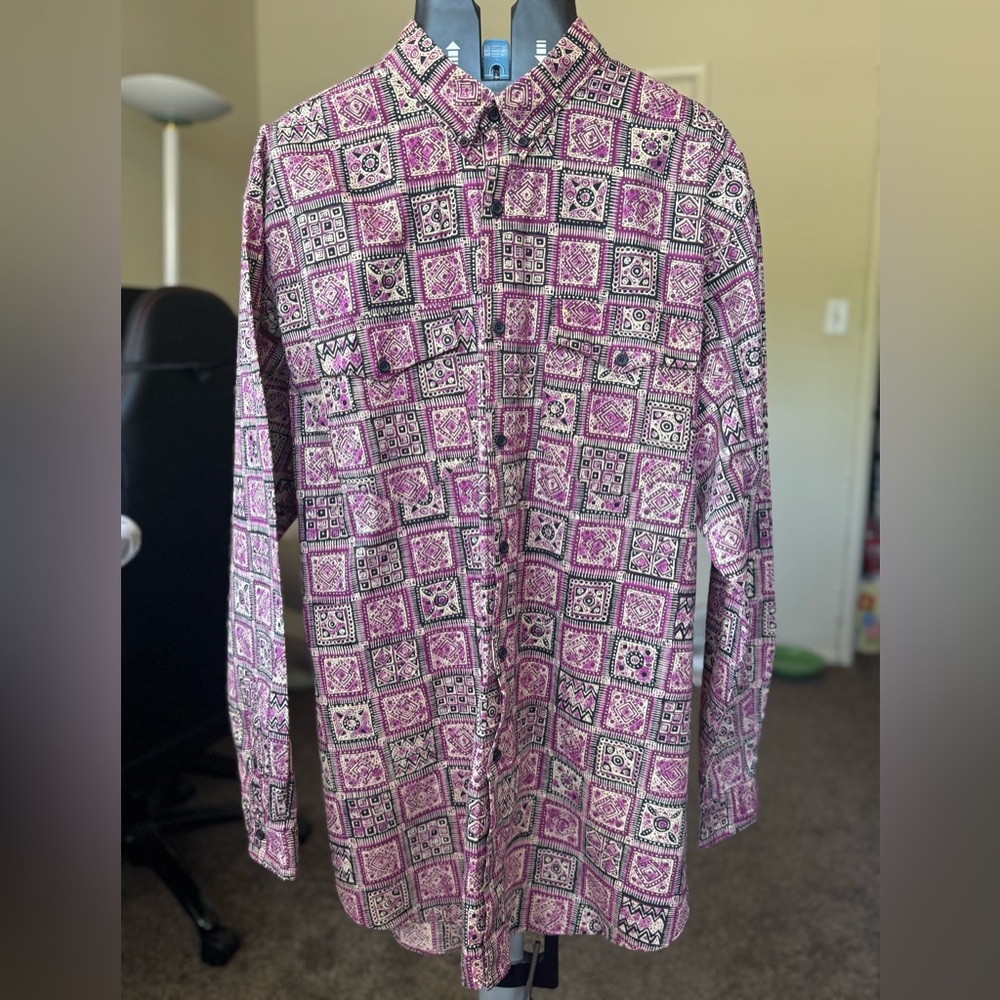 Vintage The Wear of The West Long-Sleeve Purple Button-Down Shirt Size XL
